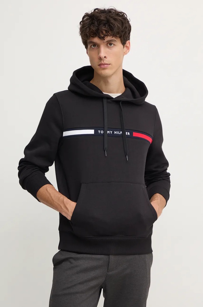 Mikina Tommy Hilfiger s kapucí černá MW0MW37361