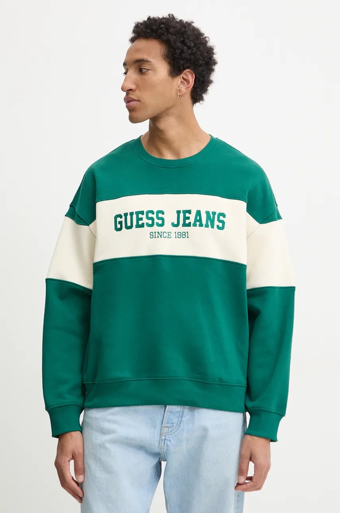 Mikina Guess Jeans bez kapuce zelená M4BQ39.K9V31