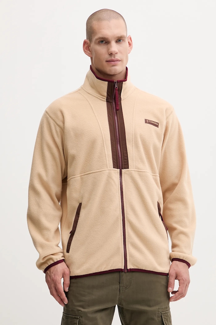 Поларен суичър Columbia Backbowl II Full Zip Fleece без качулка бежов 2090851