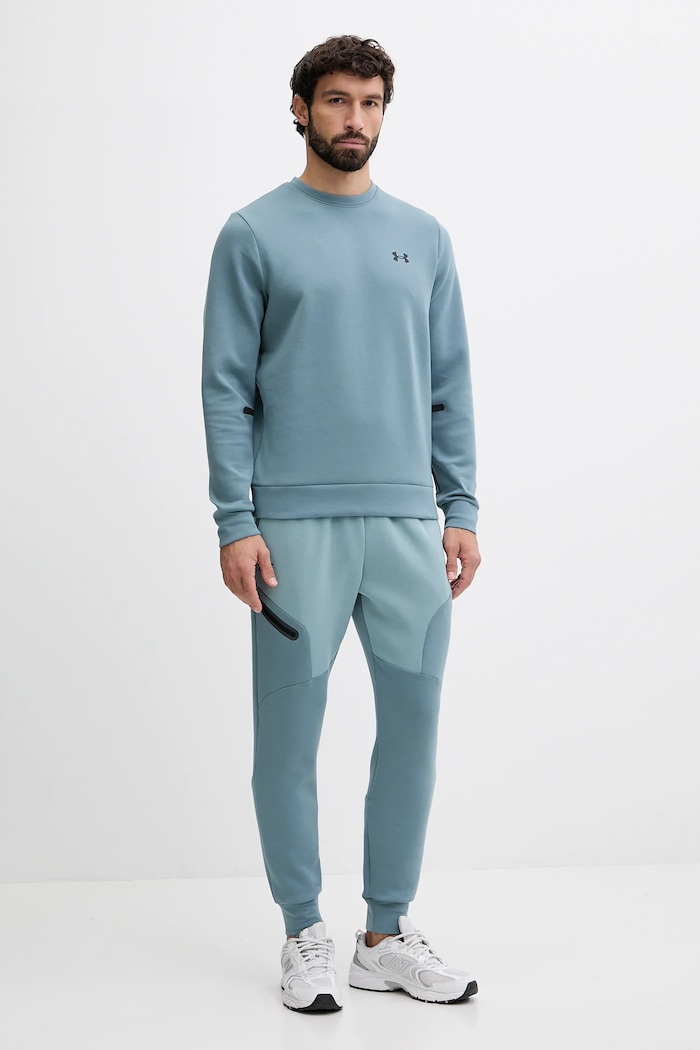Mikina Under Armour Unstoppable Fleece Crew 1389351 tyrkysová AW25