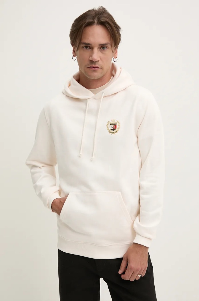 Pamučna dukserica Tommy Jeans pamuk bež DM0DM19762