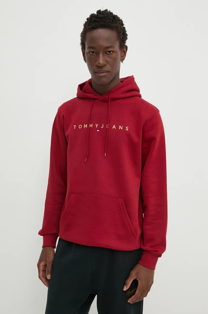 Mikina Tommy Jeans s kapucí burgundské DM0DM20503