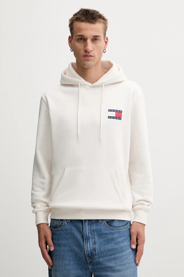 Mikina Tommy Jeans s kapucňou béžová DM0DM20738