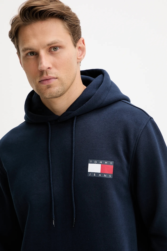 Odzież Tommy Jeans Bluza z kapturem męska z bawełną DM0DM20738 granatowy