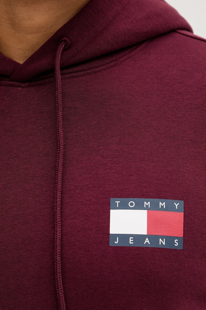 Tommy Jeans mikina s kapucí pánská s bavlnou DM0DM20738 burgundské