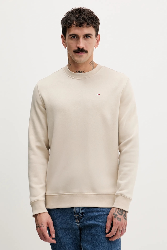 Tommy Jeans hanorac bărbătesc cu bumbac bej DM0DM20741