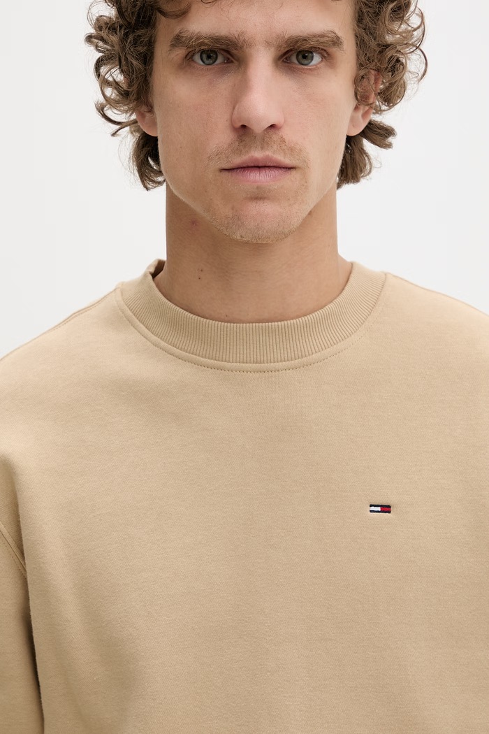 Tommy Jeans mikina pánska s bavlnou béžová DM0DM20741