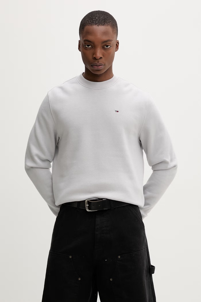 Tommy Jeans mikina pánska s bavlnou sivá DM0DM20741