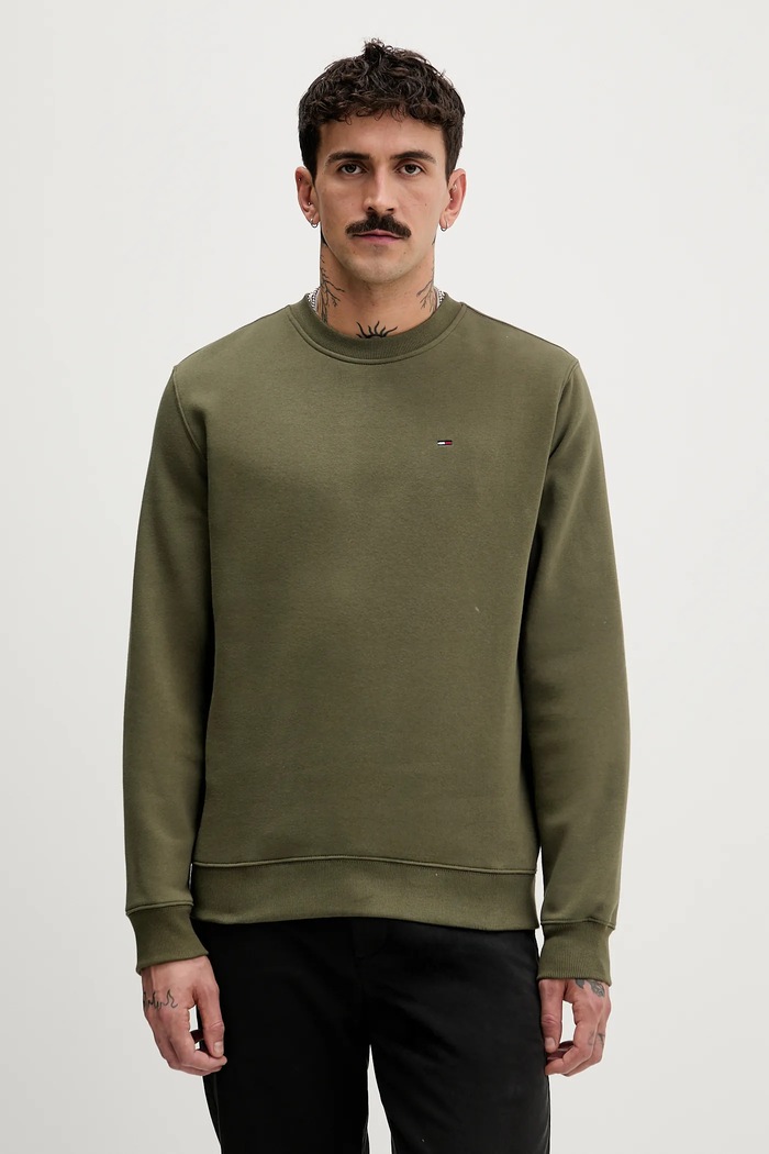 Tommy Jeans hanorac bărbați cu bumbac verde DM0DM20741