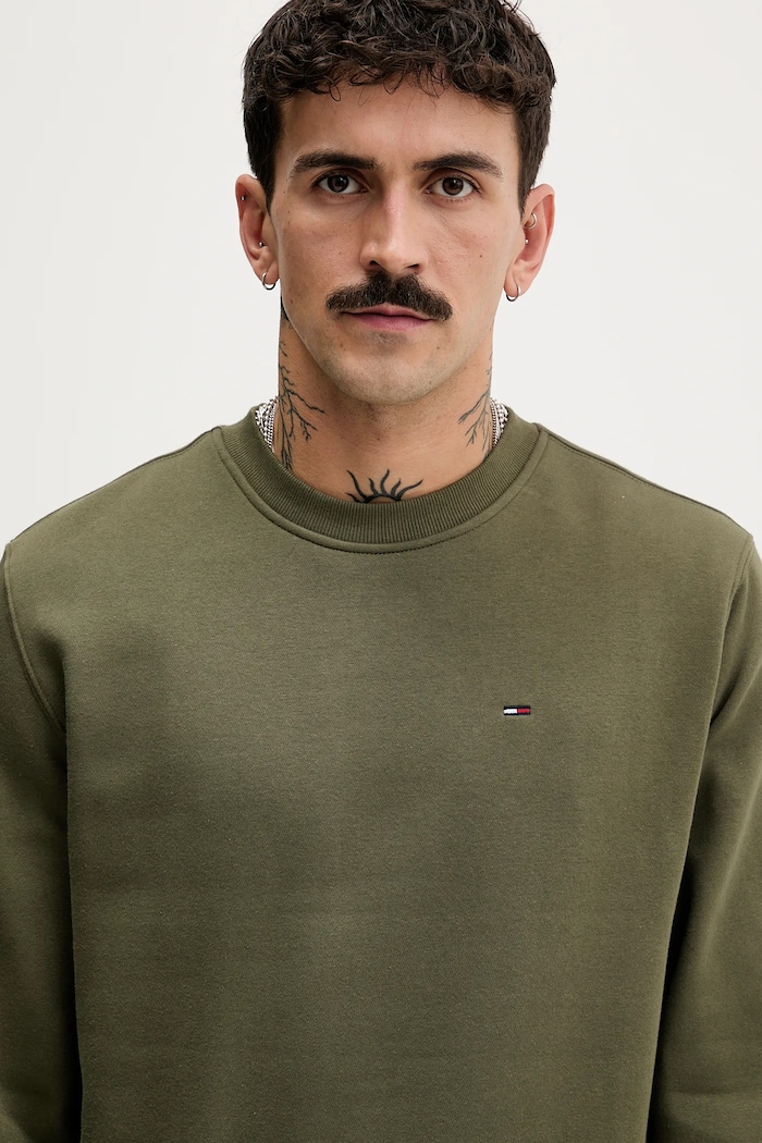 Tommy Jeans hanorac bărbați cu bumbac verde DM0DM20741
