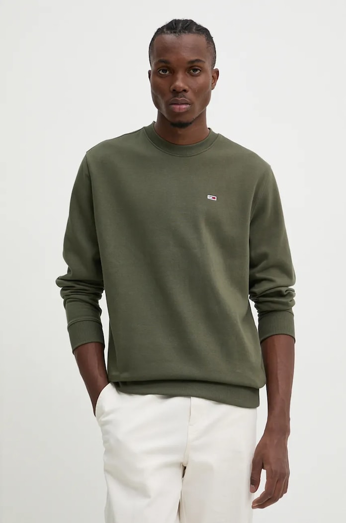 Tommy Jeans mikina pánská s bavlnou zelená DM0DM20741