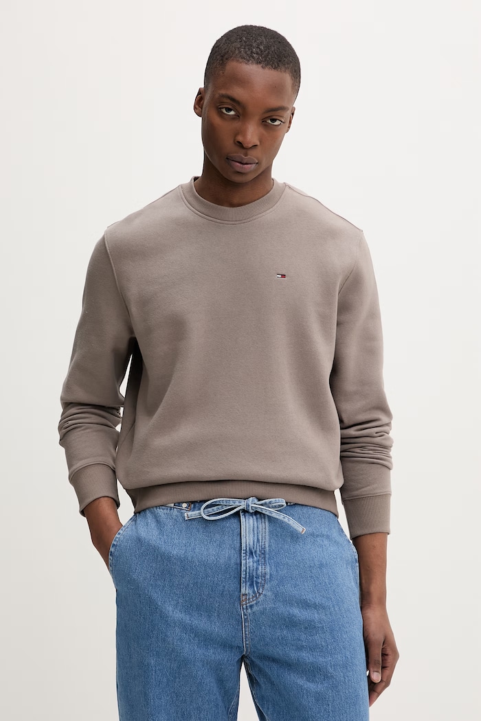 Tommy Jeans hanorac bărbați cu bumbac maro DM0DM20741