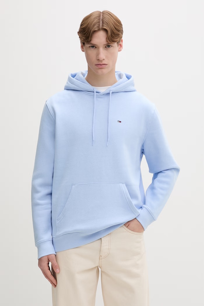Tommy Jeans bluza z kapturem męska z bawełną niebieski DM0DM20742