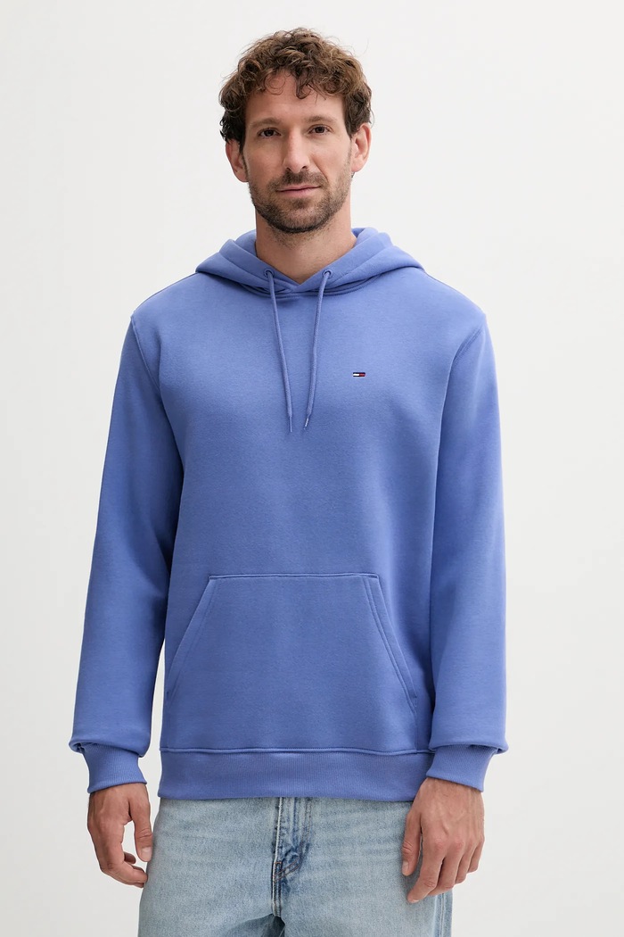 Tommy Jeans bluza z kapturem męska z bawełną z kapturem niebieski DM0DM20742