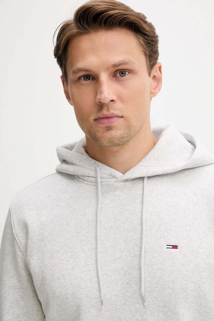 Abbigliamento Tommy Jeans felpa con cappuccio da uomo con cotone DM0DM20742 grigio
