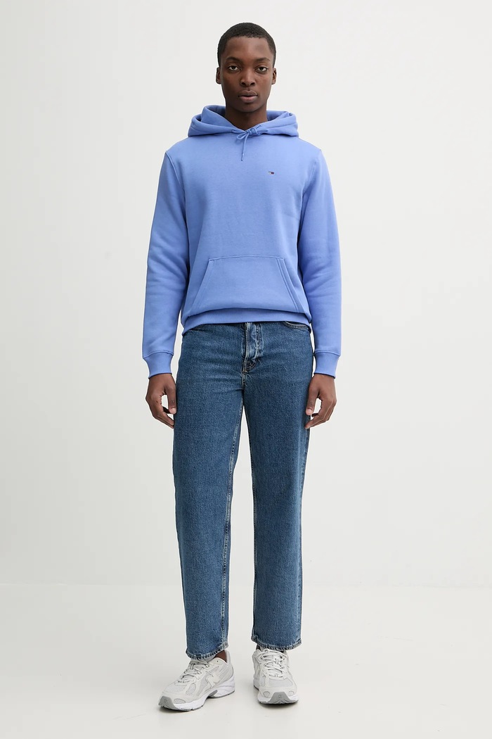 Tommy Jeans pulover s kapuco moški z bombažem DM0DM20742 vijolična AA00