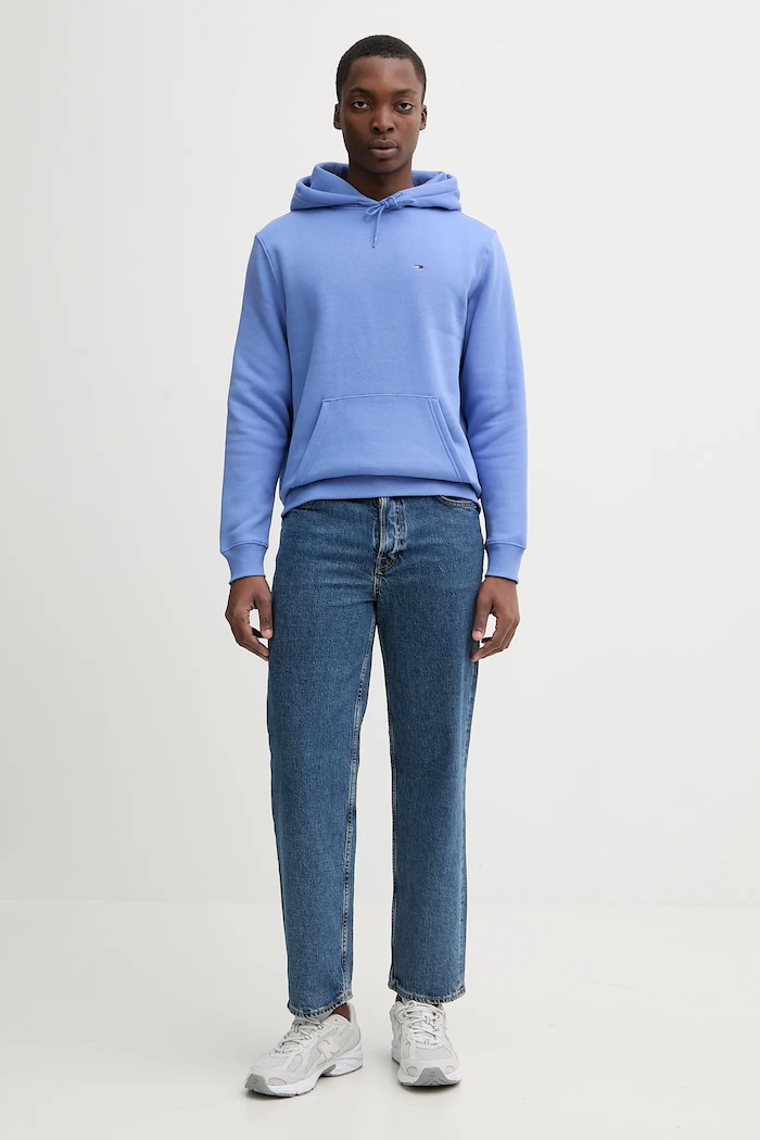 Tommy Jeans pulover s kapuco moški z bombažem DM0DM20742 vijolična AA00