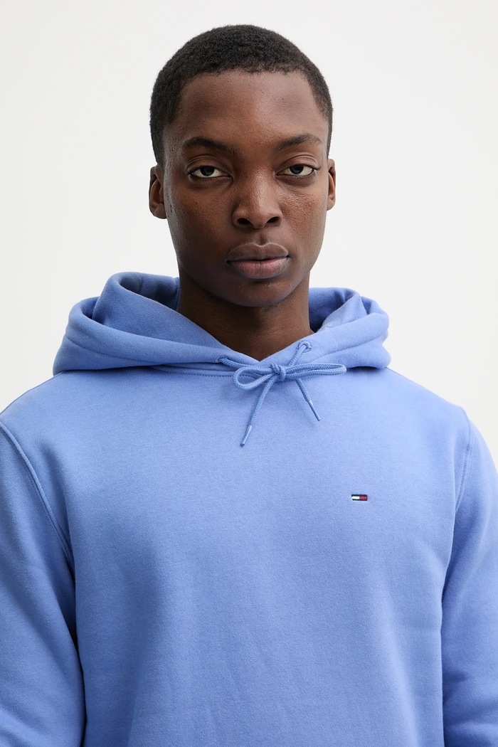 Tommy Jeans pulover s kapuco moški z bombažem vijolična DM0DM20742