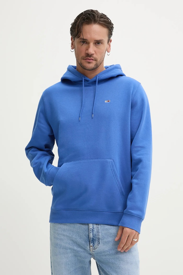 Tommy Jeans mikina s kapucí pánská s bavlnou fialová DM0DM20742