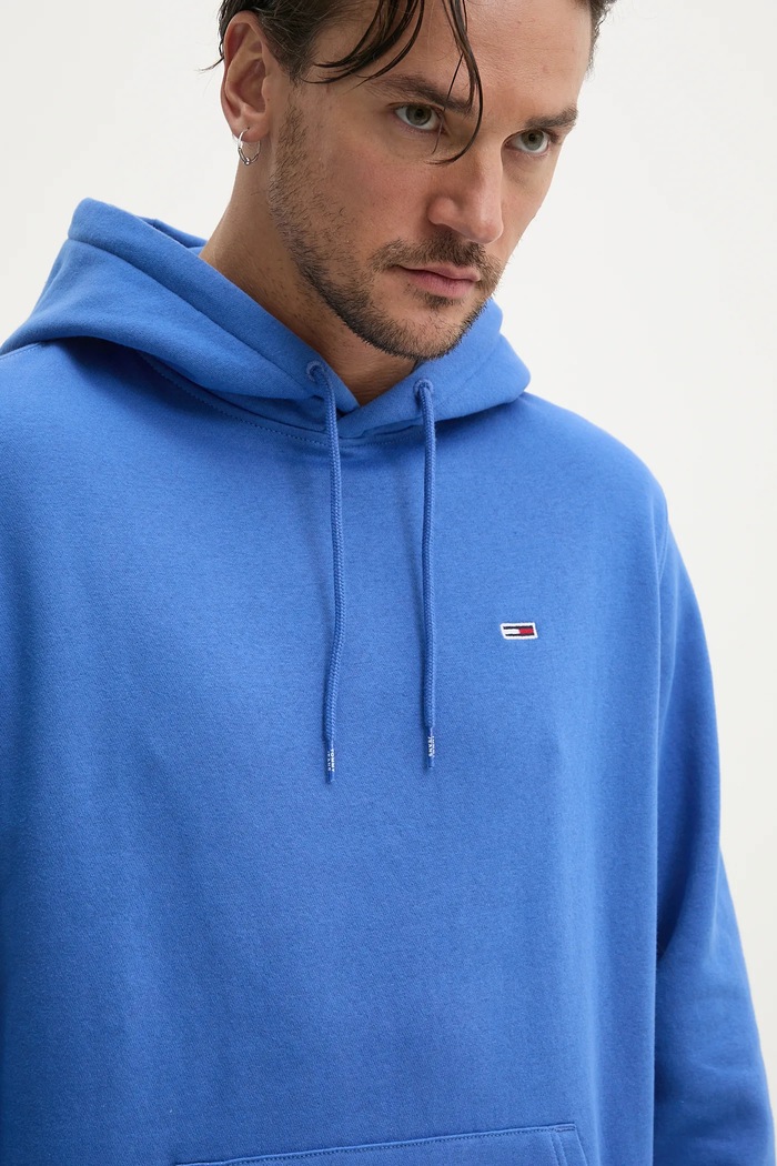 Tommy Jeans mikina s kapucí pánská s bavlnou fialová DM0DM20742