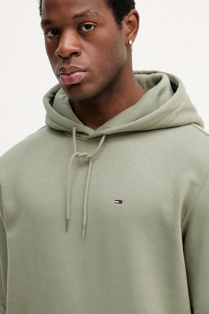 Îmbrăcăminte Tommy Jeans hanorac cu glugă pentru bărbați cu bumbac DM0DM20742 verde