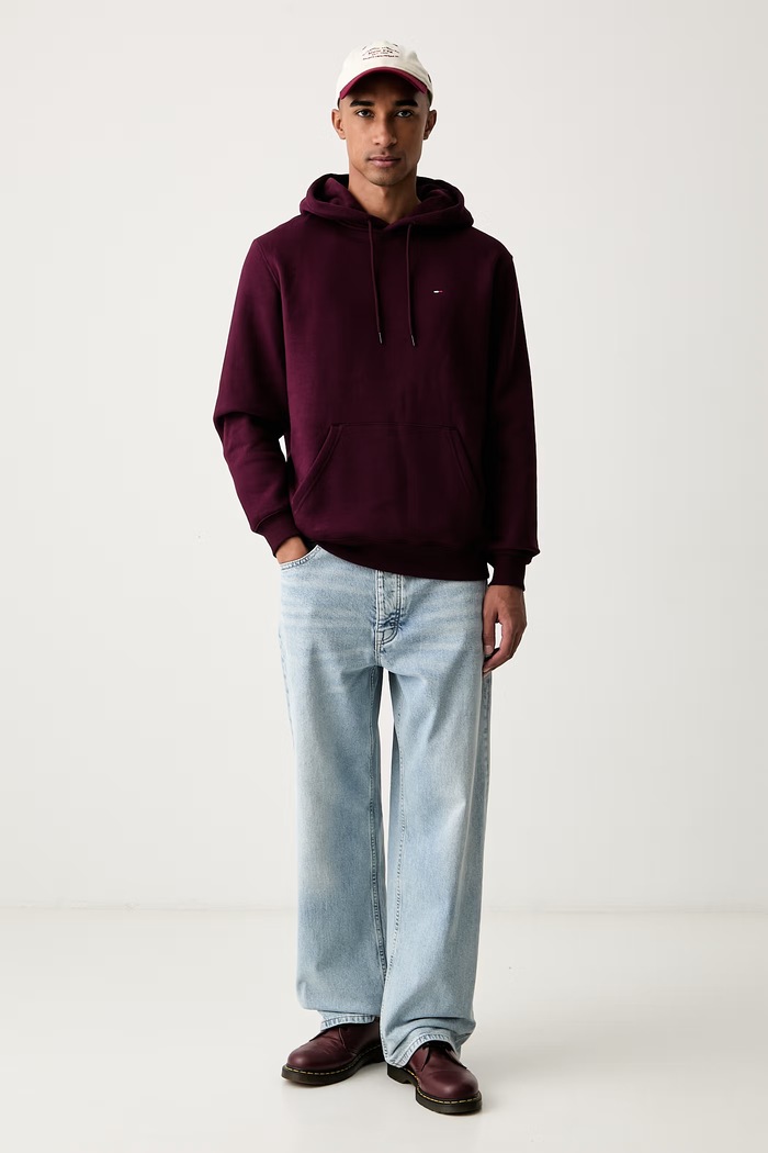 Tommy Jeans mikina s kapucí pánská s bavlnou DM0DM20742 burgundské AA00