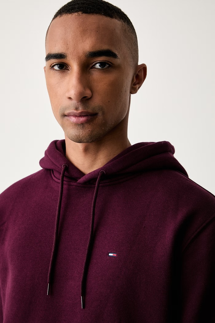 Tommy Jeans mikina s kapucí pánská s bavlnou burgundské DM0DM20742