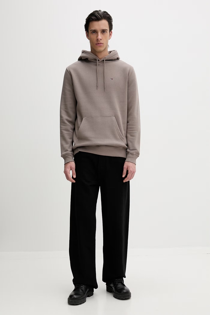 Tommy Jeans μπλούζα με κουκούλα ανδρική με βαμβάκι DM0DM20742 καφέ AA00