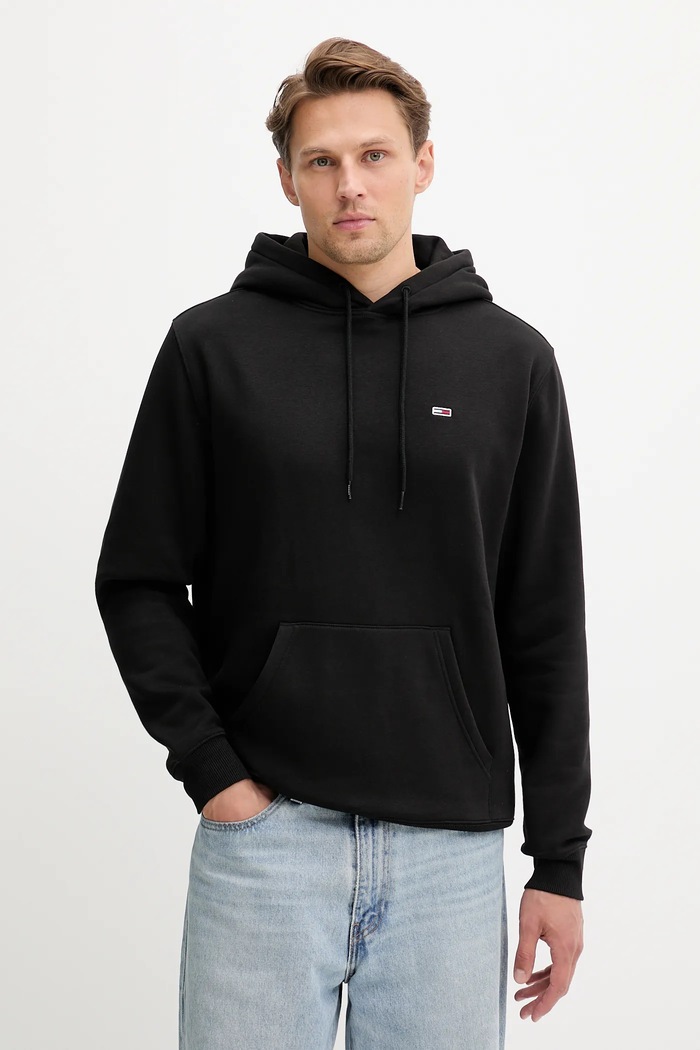 Tommy Jeans mikina s kapucňou pánska s bavlnou s kapucňou čierna DM0DM20742