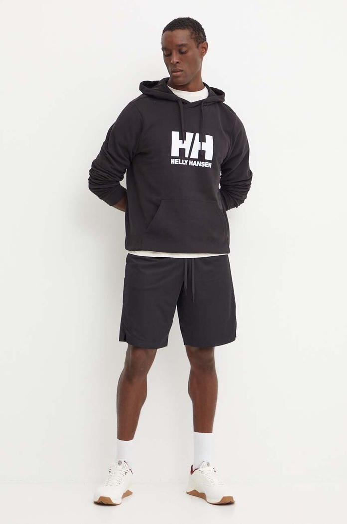 Bavlněná mikina Helly Hansen HH LOGO s kapucí černá 30394