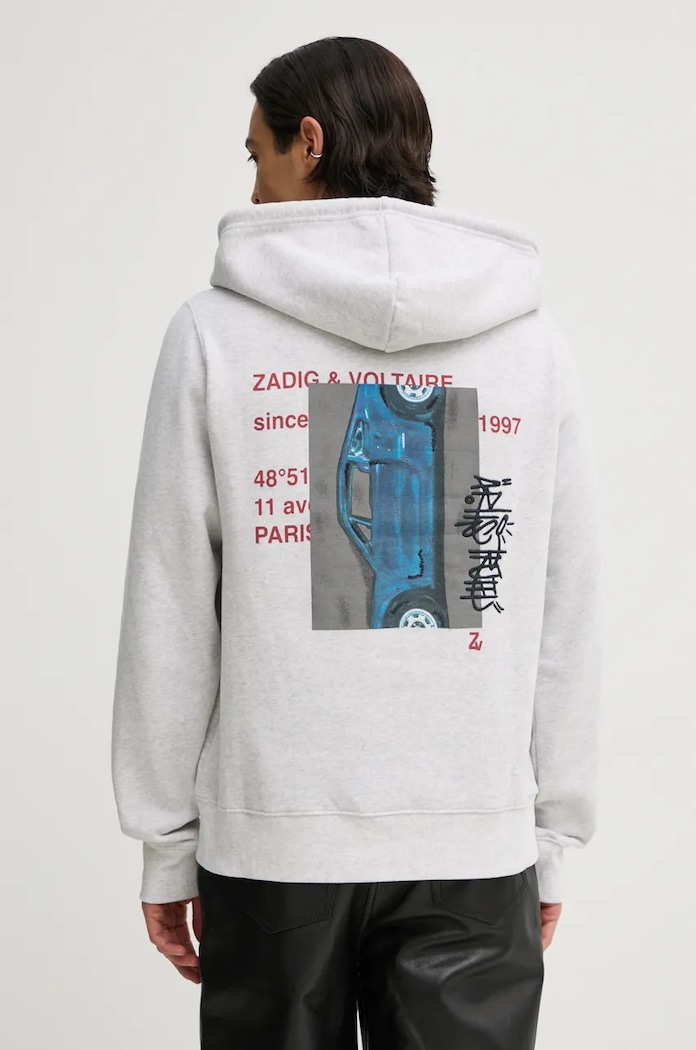 Mikina ZADIG&VOLTAIRE s kapucí šedá JMSS00253