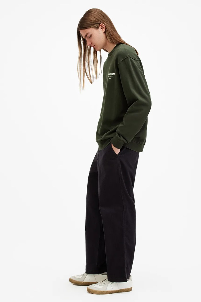 AllSaints bluza bawełniana UNDERGROUND M033NB zielony