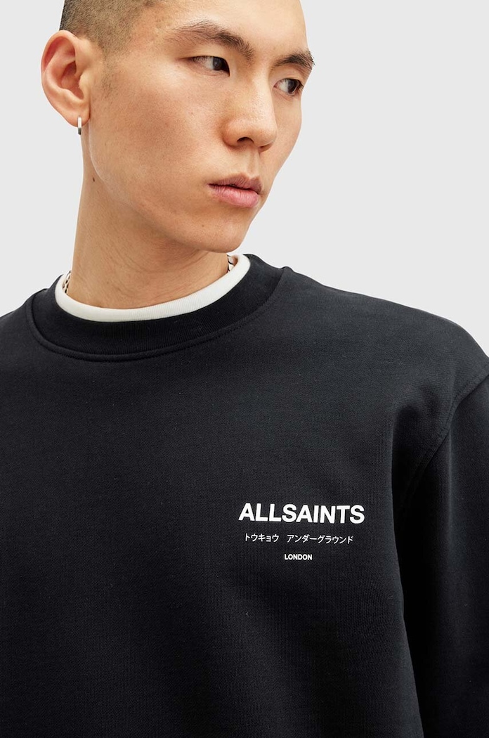 AllSaints pamut melegítőfelső UNDERGROUND fekete M033NB