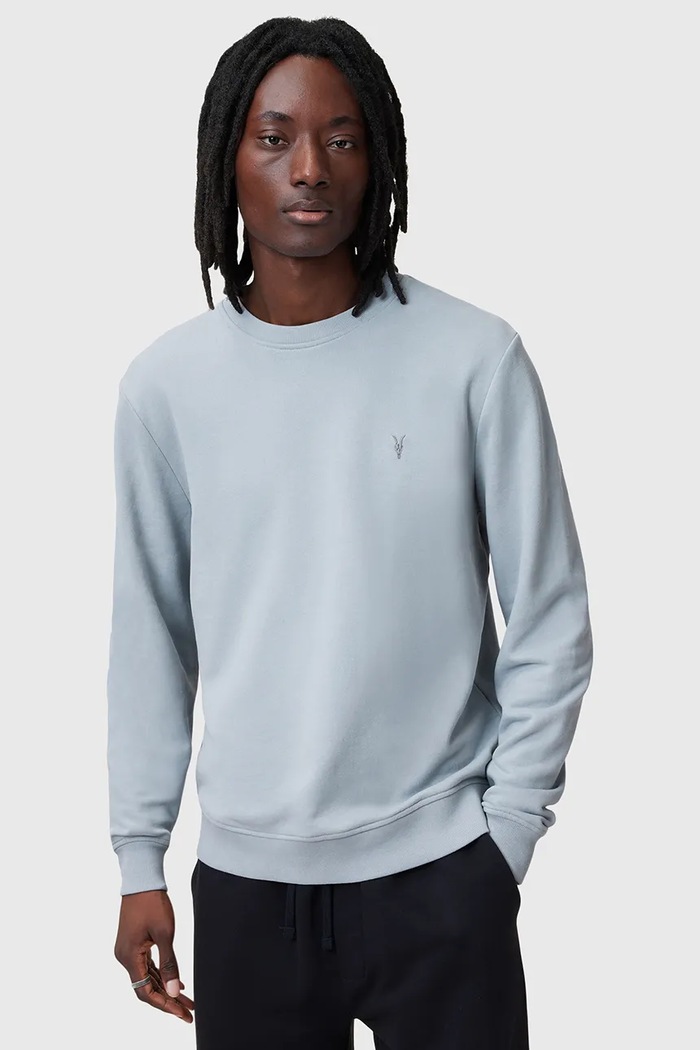 AllSaints mikina bez kapuce modrá M037NB