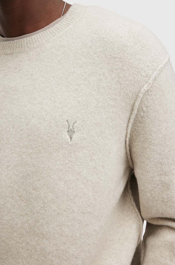 AllSaints gyapjú pulóver STATTEN M039KA bézs AW25