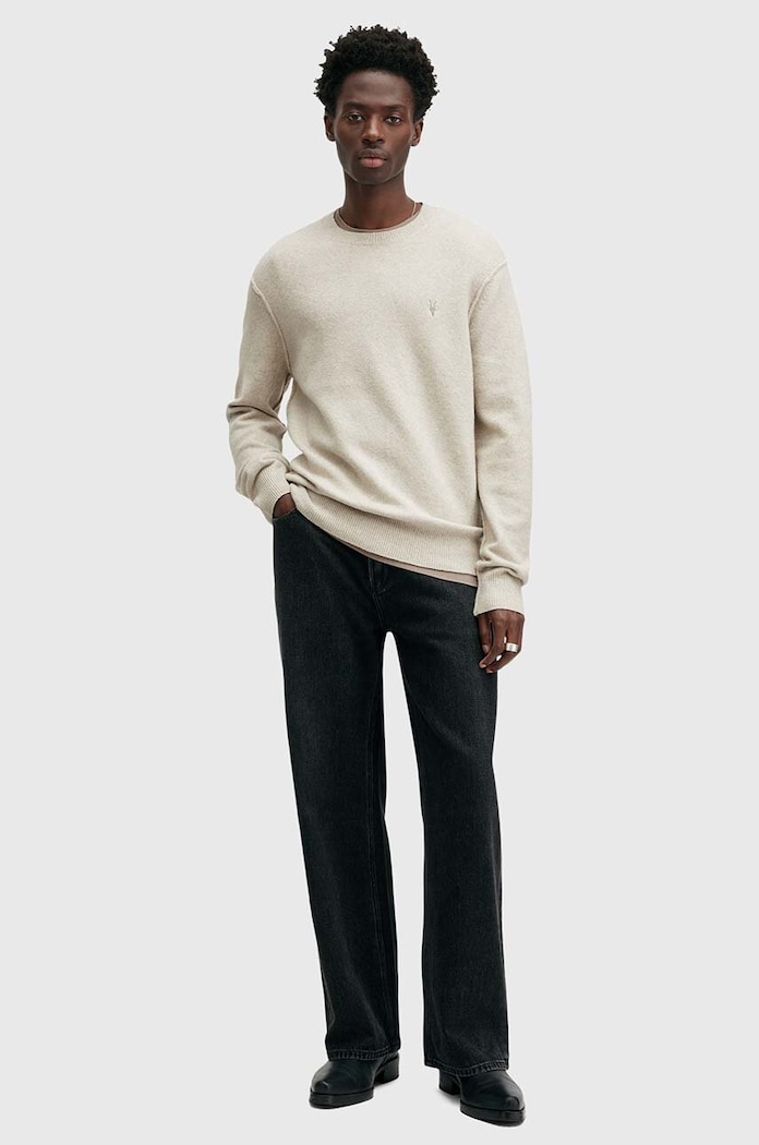 AllSaints gyapjú pulóver STATTEN bézs M039KA