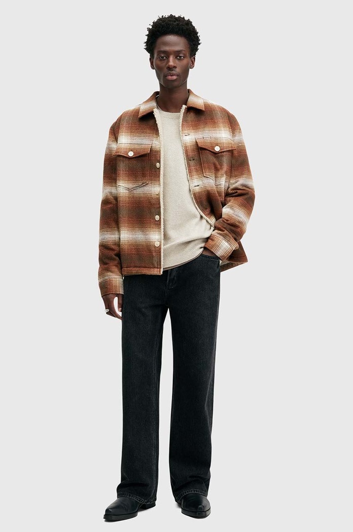 AllSaints gyapjú pulóver STATTEN M039KA bézs