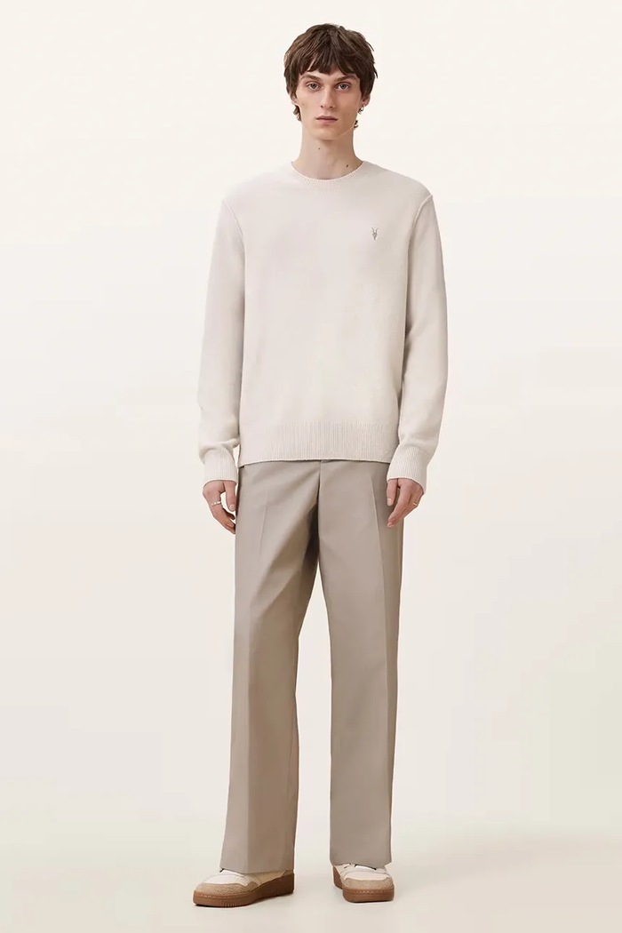 Odzież AllSaints sweter męski z dodatkiem wełny M039KA beżowy
