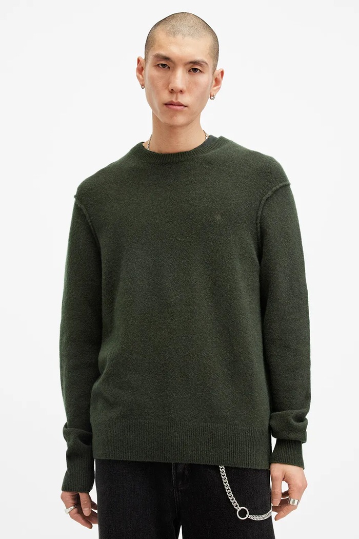 Светр з вовною AllSaints STATTEN Planet friendly зелений M039KA