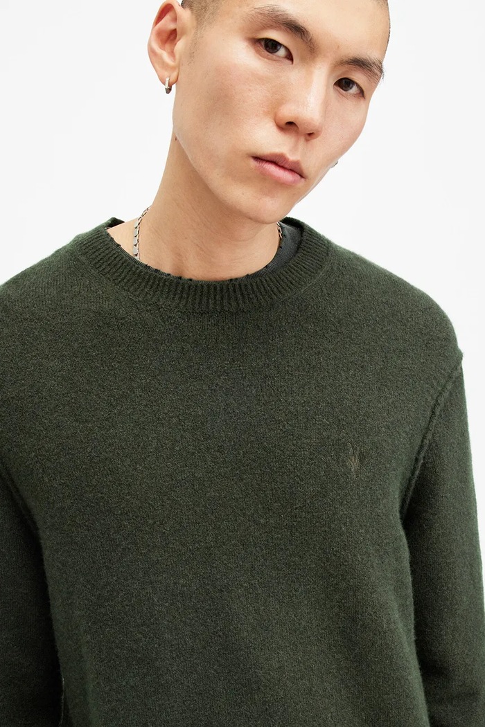 Светр з вовною AllSaints STATTEN M039KA зелений AW25