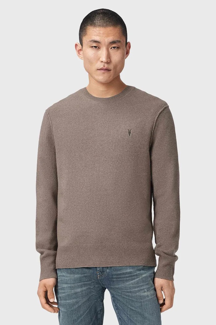 AllSaints Pulover pentru bărbați cu amestec de lână maro M039KA