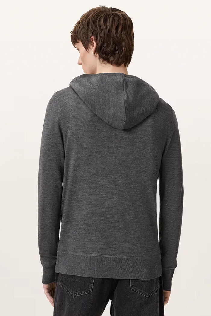 AllSaints Bluza rozpinana z kapturem męska wełniana M084KB szary AA00