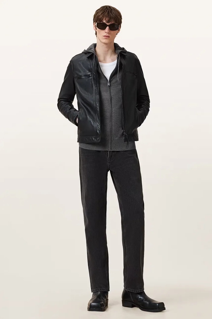 Bluza rozpinana z kapturem męska wełniana AllSaints szary M084KB