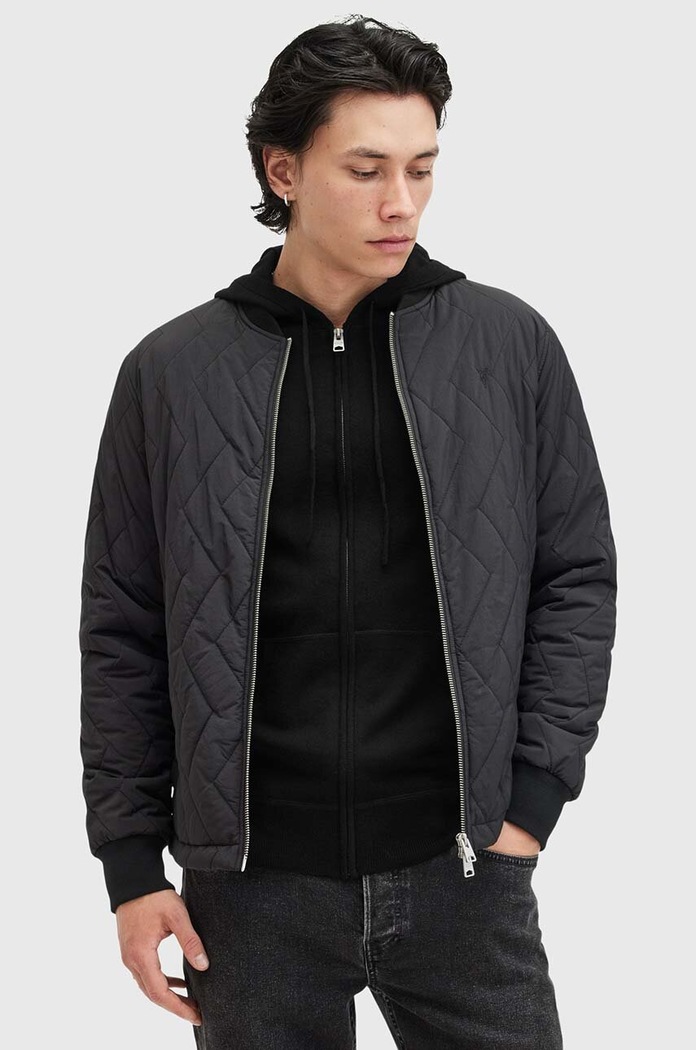 Vlněná mikina AllSaints MODE MERINO ZIP HOOD černá M084KB