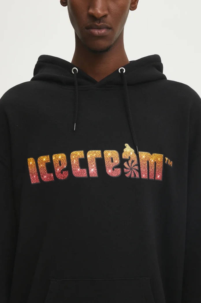 Bavlněná mikina ICECREAM Soft Serve Sparkle Popover Hood černá IC24333