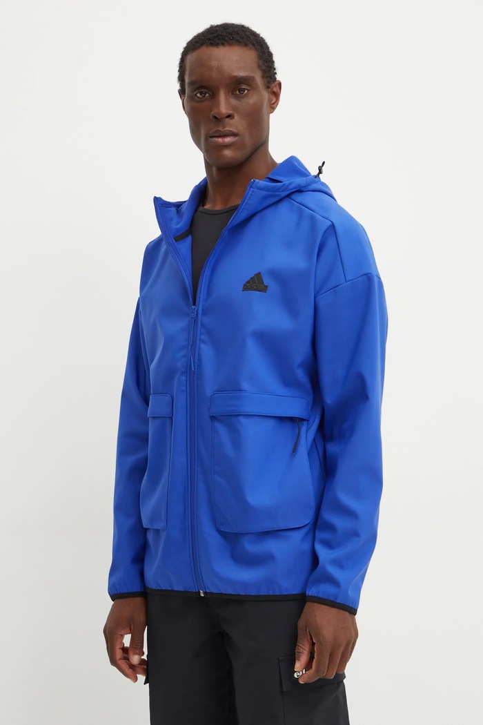 Mikina adidas City Escape s kapucňou modrá IY1489
