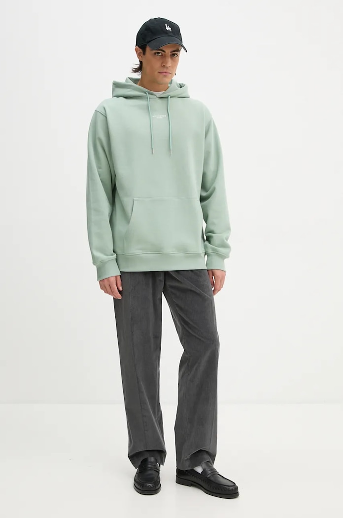 Bavlněná mikina Drôle de Monsieur Le Hoodie Slogan Classique E.HO161.CO127.WG zelená AW24