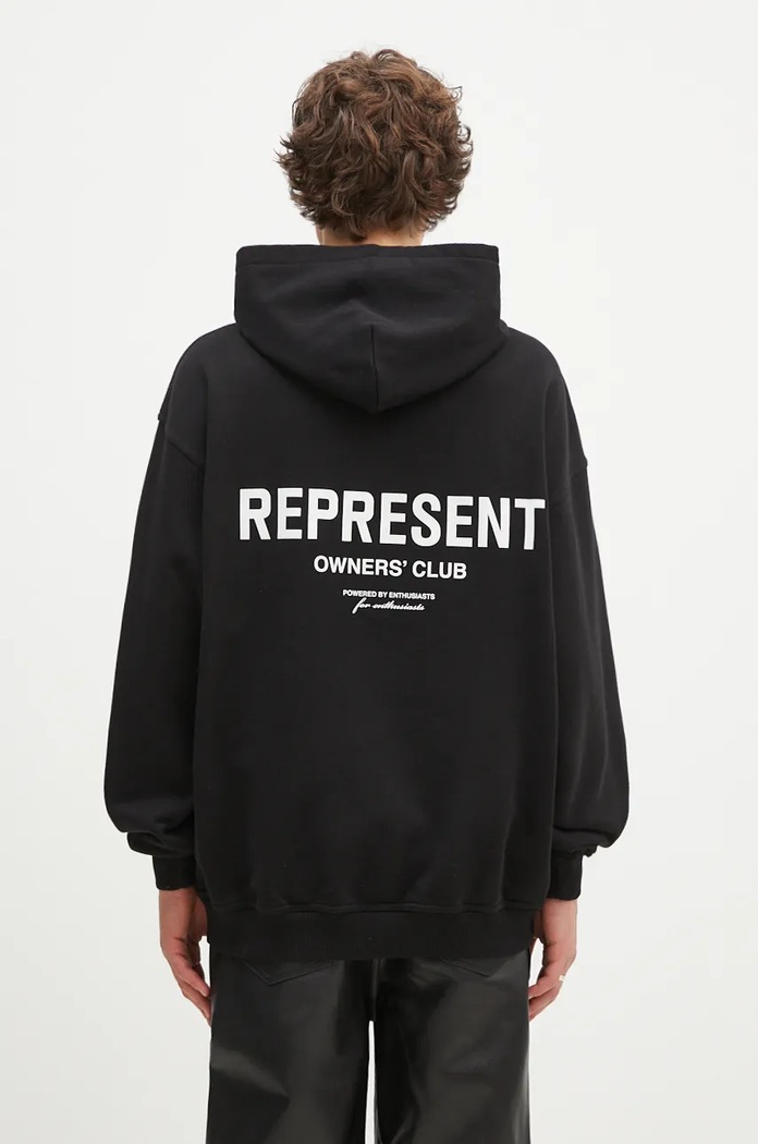 Represent bluza bawełniana Represent Owners Club Hoodie nadruk czarny OCM41113.001