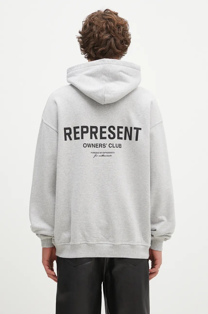 Represent bluza bawełniana Represent Owners Club Hoodie nadruk szary OCM41113.158
