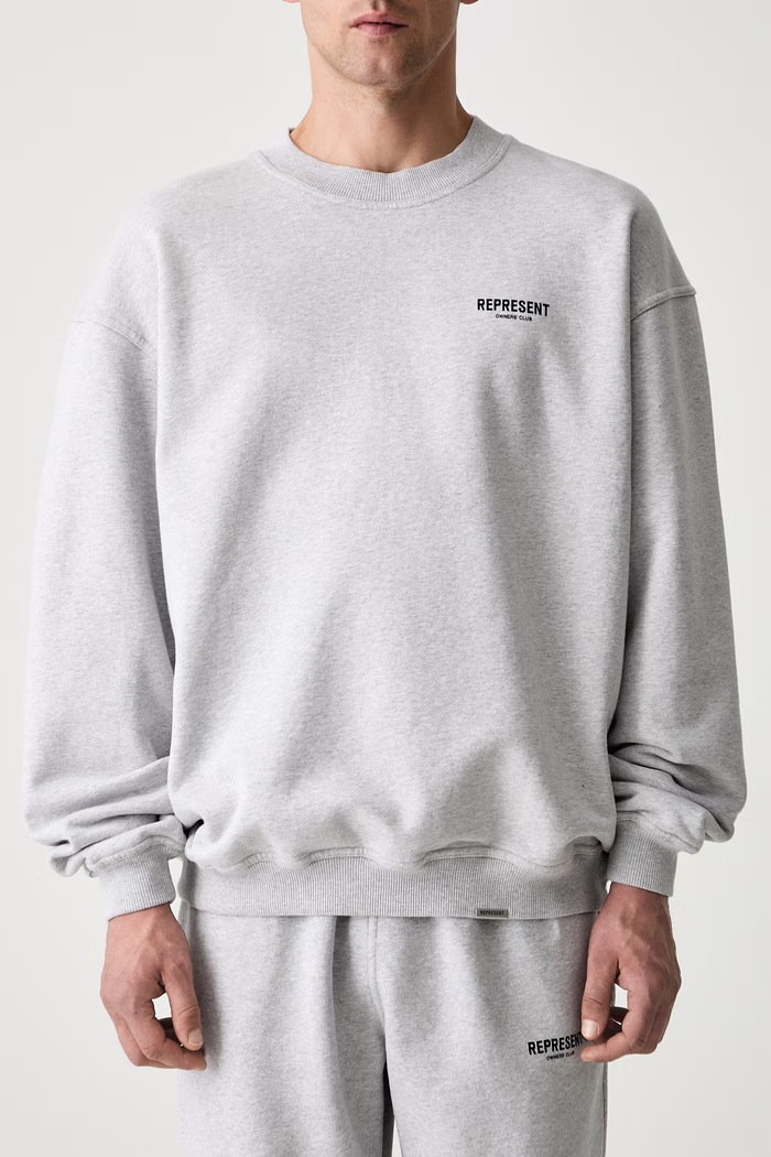 Represent Owners Club Sweater felpa oversize in cotone da uomo grigio OCM41115.158